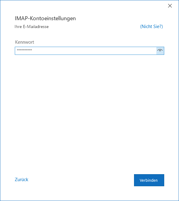 Eingabe des E-Mail-Passworts